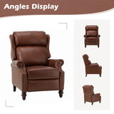 HULALA HOME Genuine Leather Recliner Chair, Traditional Manual Pushback Comfy Seating for Living Room, Thick Cushion & Solid Wood Legs, Wingback Recliner with Nailhead Trim, Brown HULALA HOME