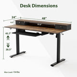 Agilestic Electric Standing Desk with 2 Drawers and Keyboard Tray, 48 x 24 Inches Ergonomic Adjustable Height Desk with Storage, Sit Stand Computer Workstation, Rustic Brown Agilestic