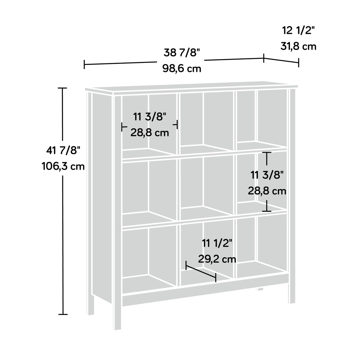 Sauder Miscellaneous Storage 9 Cube Storage Bookcase, Blade Walnut Finish Sauder