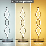 NUÜR Infinity Spiral LED Table Lamp Silver, Dimmable Metallic Bedside Lamp with Touch Controller, 3 Colour Temperature, 15.8 Inch Height, Decorative Lamp for Home, Living Room NUÜR
