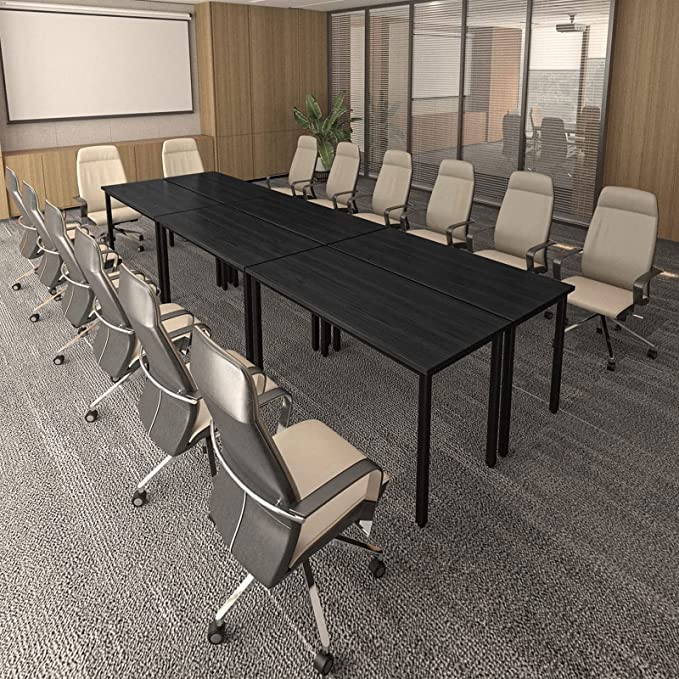 Bonzy Home Conference Tables 14ft Meeting Room Study Writing Printer Table Office Computer Desk for 16 People Save Space Design Modern 6PCS (165.3"x47.2"x29.5", Black) Bonzy Home