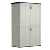 Greesum Outdoor Storage Shed Without Divider, 45 cu.ft Outdoor Waterproof Storage Cabinet for Garden Tools, Pool Storage, Garbage Cans, Beige Greesum
