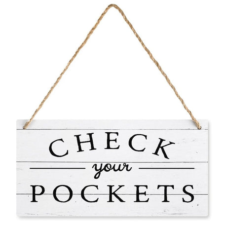 Check Your Pockets Home Decor Utility Room Laundry Room Decor Funny signs farmhouse gift wooden hanging sign rustic wall art home decor 6x12 inch Compladeta