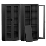 PEUKC Display Cabinet-71 Inches 4 Adjustable Shelves Curio Cabinets with Locking Glass Doors Display Case for Collectibles, Cosmetics, Hydroponics, Books (Black,Assemble Required) PEUKC