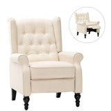 TXIWVER Recliner Wingback Chair Modern Linen Fabric Push Back Recliner Chairs Linen Fabric Single Sofa Lounge Chair Manual Recliner Chai for Adults Living Room Bedroom (Beige) TXIWVER