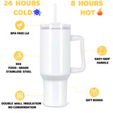 Maucircol 40 Oz Sublimation Tumbler with Handle 4 Pack, Stainless Steel Sublimation Tumbler Mug Blanks with Handle, White Maucircol