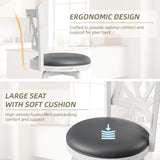 Buytime Swivel Barstools Set of 4, Farmhouse 24" Counter Height Bar Stools with Backs, Lotus Pattern Carved Bar Chair with Solid Wood Legs & Footrest for Kitchen Island, Home Bar, Pub. Antique White Buytime