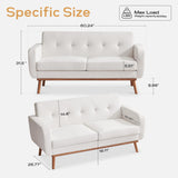 HUIMO Living Room Set, Button Tufted Living Room Furniture Sets, Upholstered Modern Couch Set with Solid Frame, Deep Seat Sofa Set for Living Room, Office (White, 3 Piece Set-1*loveseat+2*Chair) HUIMO