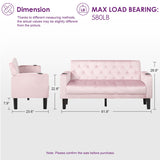 TYBOATLE Mid-Century Modern Sectional Sofa Sets 2 Pieces, Tufted Linen Fabric USB Loveseat Couch w/ 2 Cupholders and Accent Arm Chairs for Living Room, Bedroom, Apartment (Pink) TYBOATLE