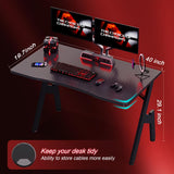 HLDIRECT 40 Inch Gaming Desk with Carbon Fibre Surface- A Shape Large Computer Desk Gaming Table Ergonomic Pc Gaming Workstation Home Office Desks HLDIRECT