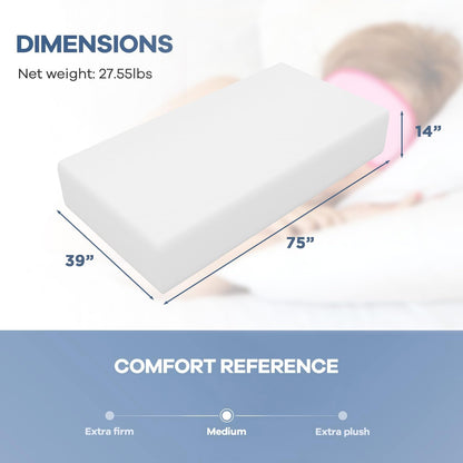 NChanmar 14 Inch Twin Gel Memory Foam Mattress Pressure Relieving, Cooling Gel Foam, CertiPUR-US Certified, Bed-in-a-Box, White