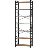 HOMBAZAAR 7 Tier Bookshelf,84 inch Tall Industrial Bookcase with Metal Frame and Open Shelves,Rustic Heavy Duty 7 Shelf Bookcase, Office Book Shelves for Living Room and Bedroom,Brown HOMBAZAAR