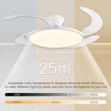 AHAWILL 48'' Retractable Ceiling Fan,Full Spectrum Low Profile Ceiling Fan with Light and Remote,Modern White Fan for Dinning Room Living Room Bedroom,Retractable Blades,Dimmable,Timer Setting AHAWILL