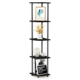 Furinno TURN-N-TUBE Corner Shelf, 5-Tier Corner Bookshelf, Open Storage Shelves, for Organization and Storage, Living Room, Home Office, Garage, Bedroom, Black Furinno