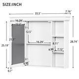 Virubi 36 Inch Wall Mounted Medicine Cabinet, Bathroom Storage Cabinet with Mirror Door and 6 Adjustable Open Shelf, Mirror Cabinet for Bathroom (White) Virubi