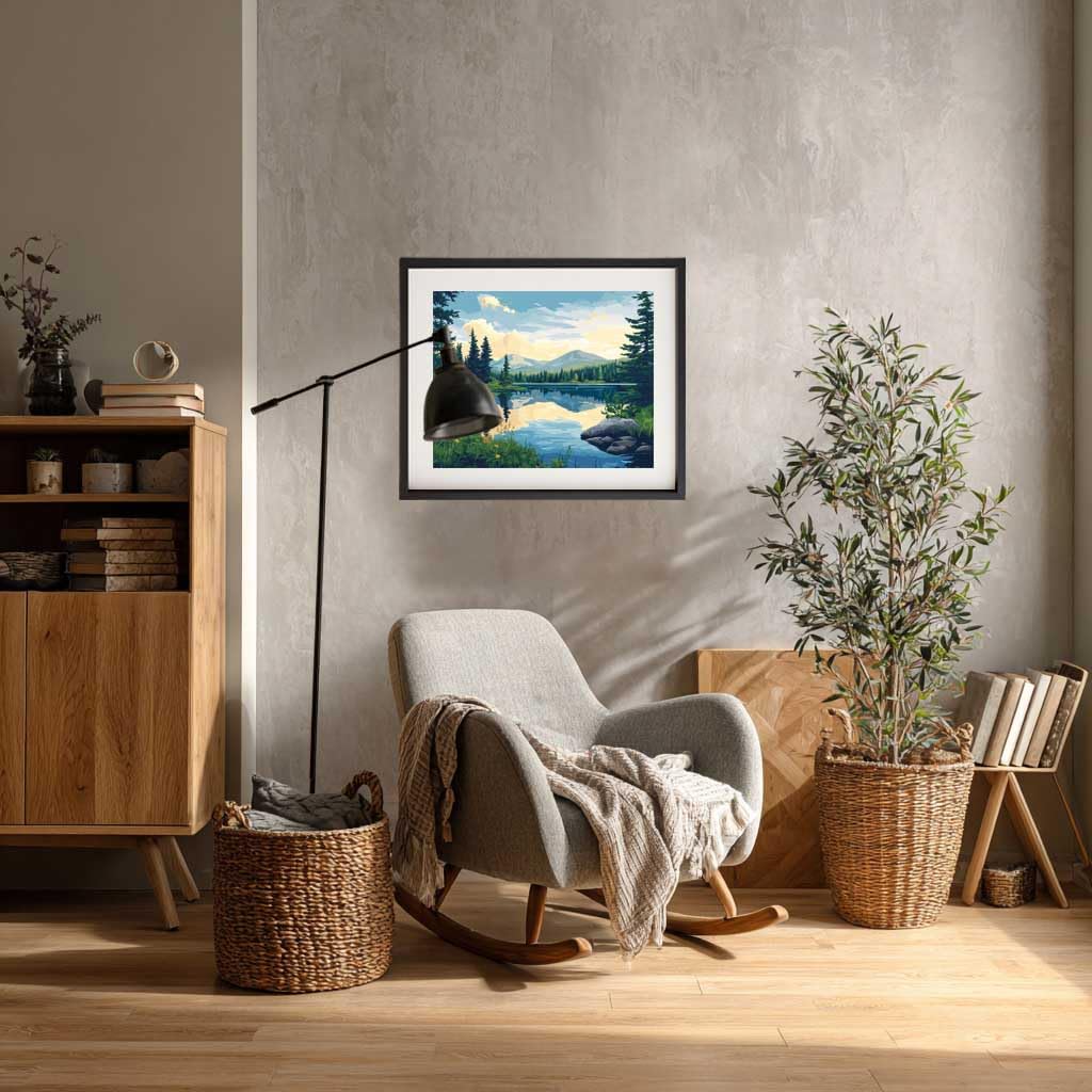 Cawpom Trees Paint by Numbers Kit for Adults, Echo Lake Paint by Number, New Hampshire Wall Art, Mountain Lakes Acrylic Painting for Home Wall Decor - Nature Landscape(16x20inch) Cawpom