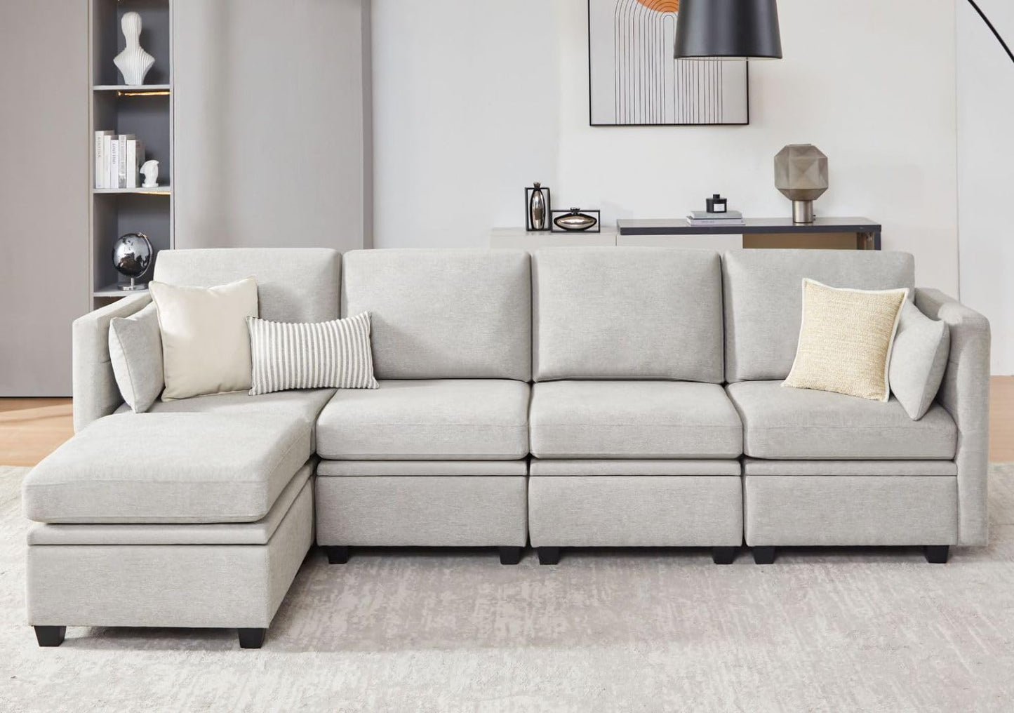 Weture Modular Sectional Sofa, Grey, L Shaped, 5 Seat, Convertible, High Supportive Sponges, Storage, Sofa Couch for Living Room