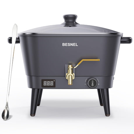 BESNEL Wax Melter for Candle Making, Electric Non-Stick Wax Melter Holds 8Qts of Wax,Soy Wax for or Soap Business Candle Making with Heat Resistant Handle & Brass Spout,Temp Control (Black) VOISEN