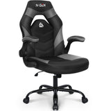 N-GEN Video Gaming Computer Chair Ergonomic Office Chair Desk Chair with Lumbar Support Flip Up Arms Adjustable Height Swivel PU Leather Executive with Wheels for Adults Women Men (Grey) NEO CHAIR