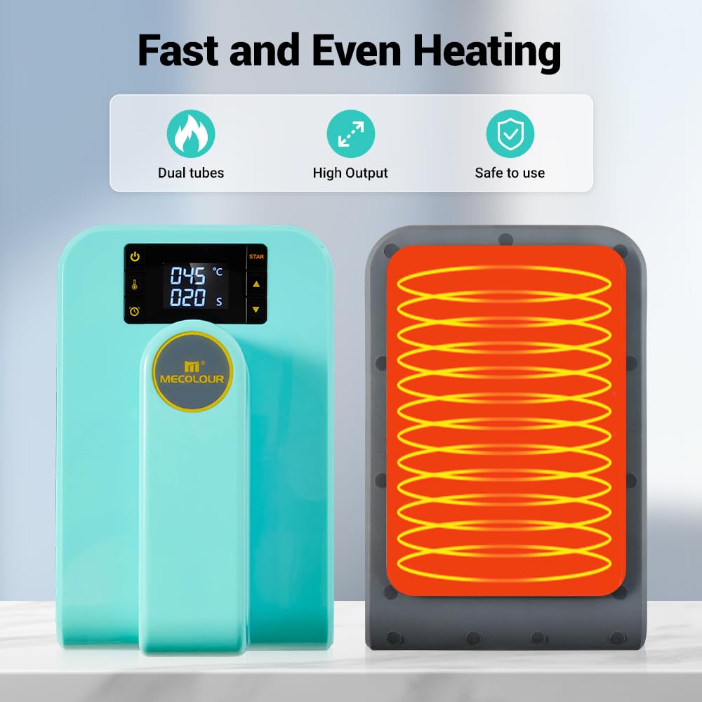 MECOLOUR Heat Press Machine for T-Shirts(5x7 In), Portable Heat Press Used to Sublimation and HTV Vinyl with Precise Temp Control, Max Temp 410℉/210 ℃, for Hat, Bag, Pillows, Heating Transfer Projects MECOLOUR