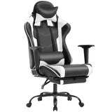 BestOffice Ergonomic Office, PC Gaming Chair Cheap Desk Chair Executive PU Leather Computer Chair Lumbar Support with Footrest Modern Task Rolling Swivel Chair for Women, Men(White) BestOffice