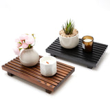 Farmhouse Bathroom Counter Organizer Wooden Display Pedesta Stand Small Kitchen Countertop Trays Decorative Wood Riser Dish Soap Dispenser Holder for Bathroom Decor Sink Accessories Vanity Tray Renawe