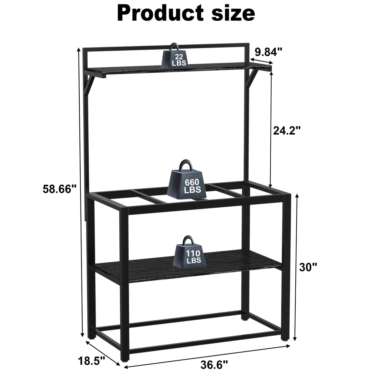 GDLF 40-50 Gallon Fish Tank Stand with Plant Shelf Metal Aquarium Stand with Storage Shelf 36.6" x 18.5" Tabletop Fits Turtle Tank, Reptile Tank or Bearded Dragon Tank GDLF