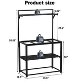 GDLF 40-50 Gallon Fish Tank Stand with Plant Shelf Metal Aquarium Stand with Storage Shelf 36.6" x 18.5" Tabletop Fits Turtle Tank, Reptile Tank or Bearded Dragon Tank GDLF
