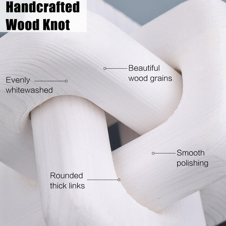 oliruim Wood Knot Decor Boho Hand-Carved White Wood Chain Knot Decor for Bookshelf, Shelf, Entryway Table, Coffee Table, Living Room TV Stand, Farmhouse Rustic Decor Aesthetics (White) oliruim