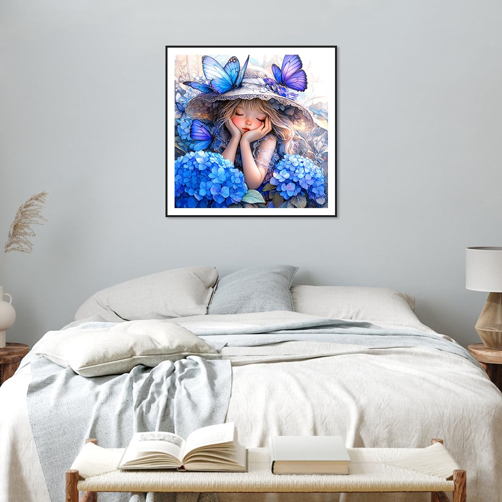 FHBUBPUP Butterfly Diamond Painting Kits for Adults, Flower Diamond Art Kits for Beginners - DIY Full Drill Round Diamond Dot Gem Art, Craft Gift Suitable for Home Wall Decoration 12×12Inch FHBUBPUP