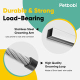 Petbobi Dog Grooming Arm with Clamp and Dual No Sit Haunch Holders, Height Adjustable 18 to 32 inches, Strong Stainless Steel Foldable Pet Grooming Table Arm Overhead for Small Pets Petbobi