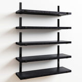 Fixwal Floating Shelves Set of 5, Width 4.7 Inches Black Wall Shelves, Rustic Wood Wall Storage Shelves for Bedroom, Living Room, Kitchen, Bathroom, Home Decor, Laundry Room, Office and Plants (Black) Fixwal