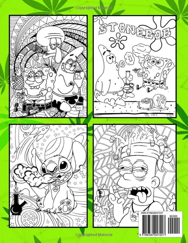 Stoner Coloring Book: 40+ Trippy & Psychedelic Designs for Stress Relief and Relaxation, Perfect for Weed Enthusiasts and Fans of Retro Cartoons to Unwind WoodArtSupply