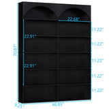 Gyfimoie 70.8’’ Tall Bookshelf and Bookcase, 7-Tier Double Wide Bookcase Modern Large Open Display Shelves with Curved Baffle for Home Office Living Room (Black) Gyfimoie