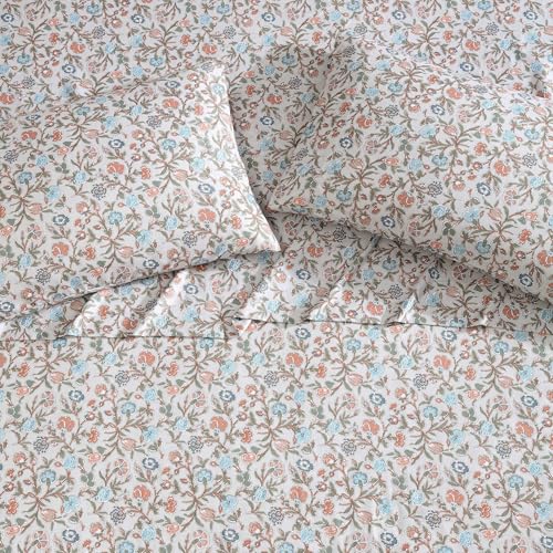 Wrangler - King Size Sheet Set, Ultra-Soft & Wrinkle-Resistant Bedding for Year Round Comfort, Deep Pockets, Bed Sheets with Matching Fitted Sheet & Pillowcases (Westward Floral Beige) Wrangler