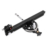 Precision Miter Gauge, Standard Slot, Aluminum Alloy Table Saw Miter Gauge with Miter Fence with 45 Degree Angled Ends for Maximum Stock Support & a Repetitive Cut Flip Stop MUKIDY