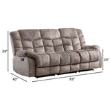 CANMOV Manual Reclining Sofa, 3 Seat Recliner Sofa with Armrest and Overstuffed Backrest, Couch Set for Living Room, Bedroom, Office, Light Brown CANMOV