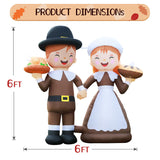 6ft Tall LED Lighted Inflatable Pilgrim Boy and Girl – Thanksgiving Holiday Yard Decoration for Outdoors, Christmas, Fall Decor – Blow Up Lawn Decorations with Built-in LED Lights for Garden, Party DomKom