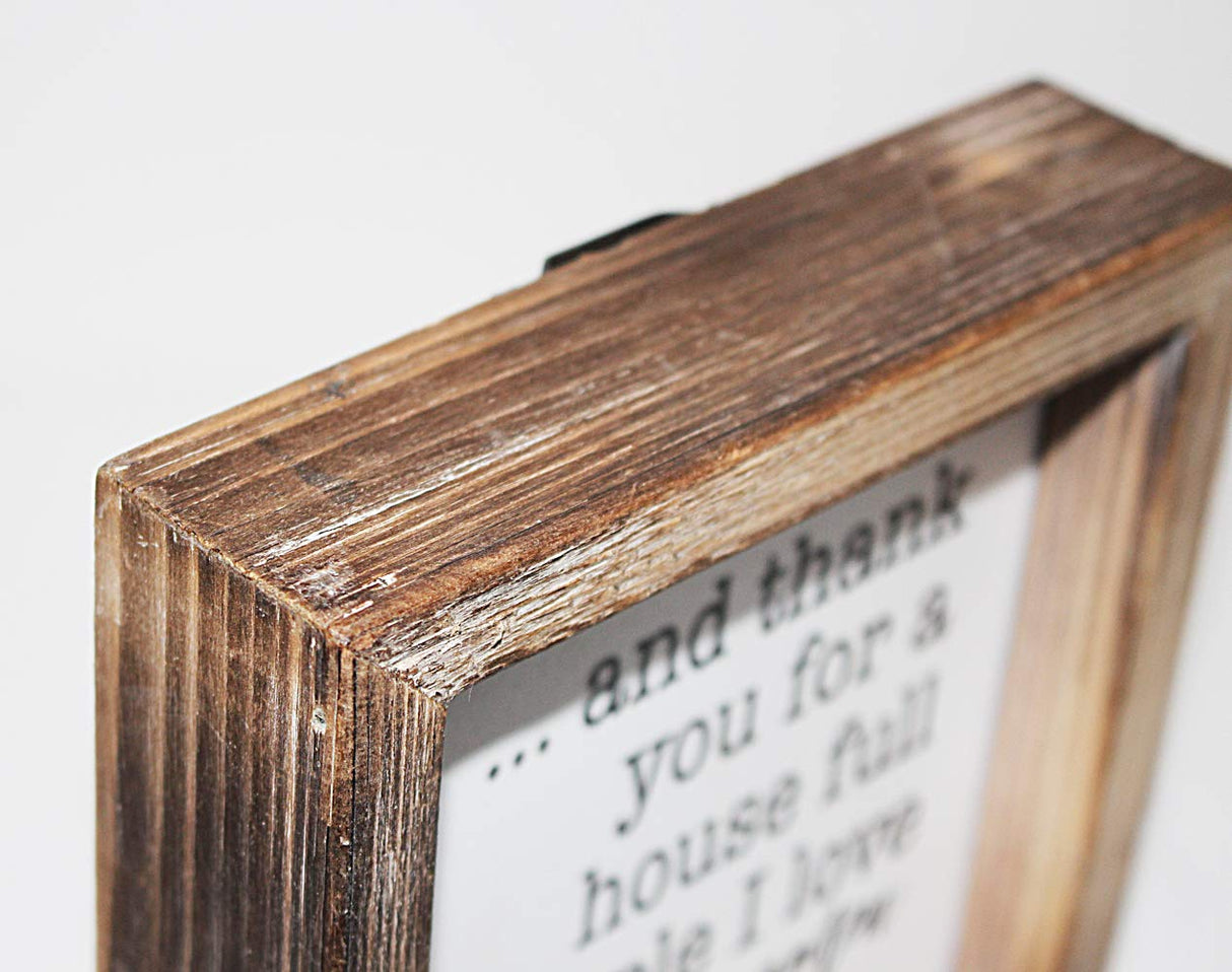 MACVAD Rustic Torched Wood Small Box Sign for Home Decor,Freestanding Thank You Sign for Kitchen,Square Wood Block Sign Table Decor,6" x 6" x 1.57" MACVAD