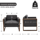 Kmax Modern Accent Chairs Set of 2, Charcoal Fabric Upholstered Club Chair, Comfy Arm Reception Chairs Living Room Chair for Hotel Conference, Walnut Wood Kmax