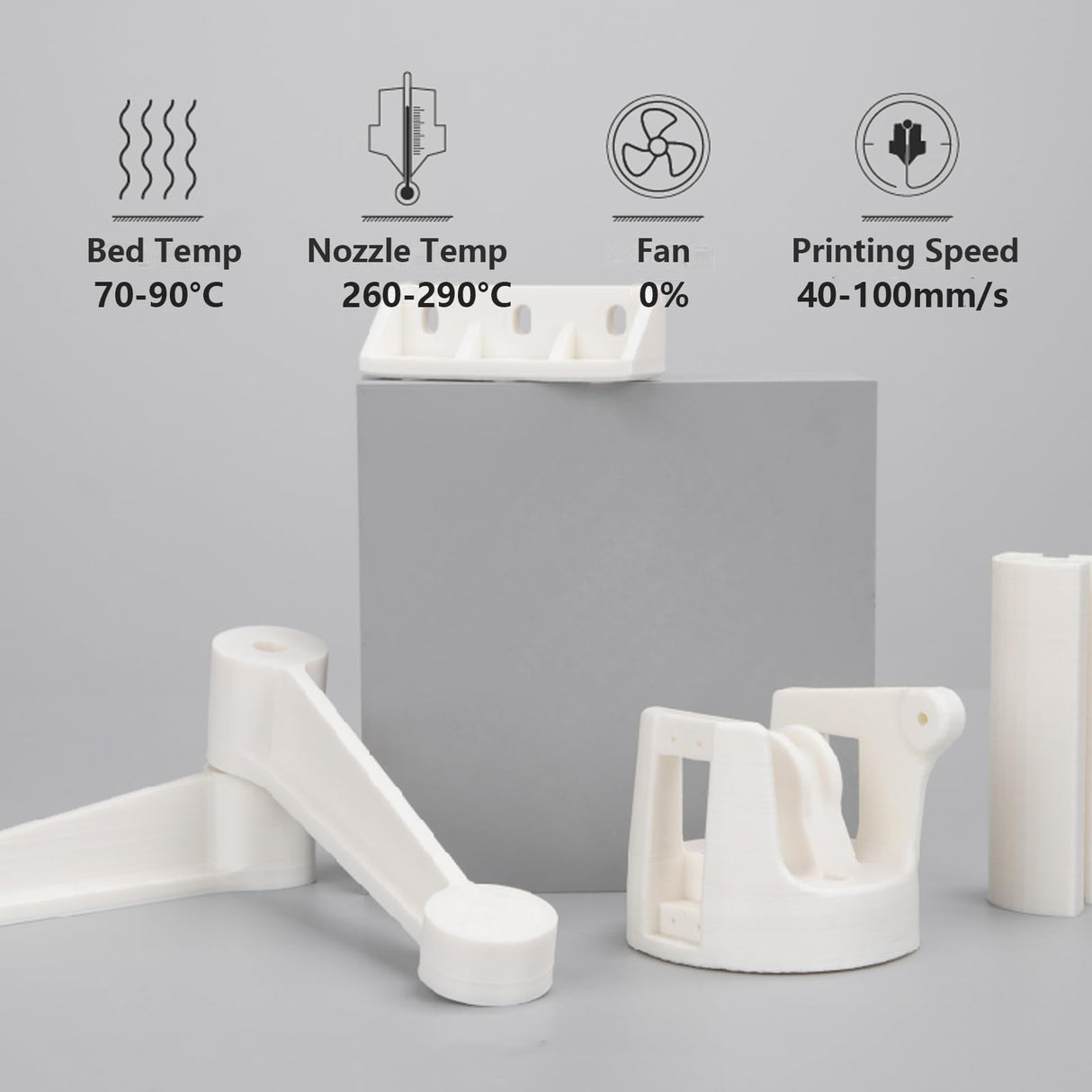 PA12 Filament 1.75mm, Nylon 12 Filament 3D Printer Filament 1KG 2.2LBS, White Filament, High Temperature Resistance High Toughness Low Water Absorption Spriour