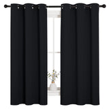 NICETOWN Halloween Pitch Black Solid Thermal Insulated Grommet Blackout Curtains/Drapes for Bedroom Window (2 Panels, 42 inches Wide by 63 inches Long, Black) NICETOWN