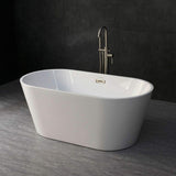 WOODBRIDGE 59" Acrylic Freestanding Bathtub Contemporary Soaking Tub with Brushed Nickel Overflow and Drain B0014B,White WOODBRIDGE