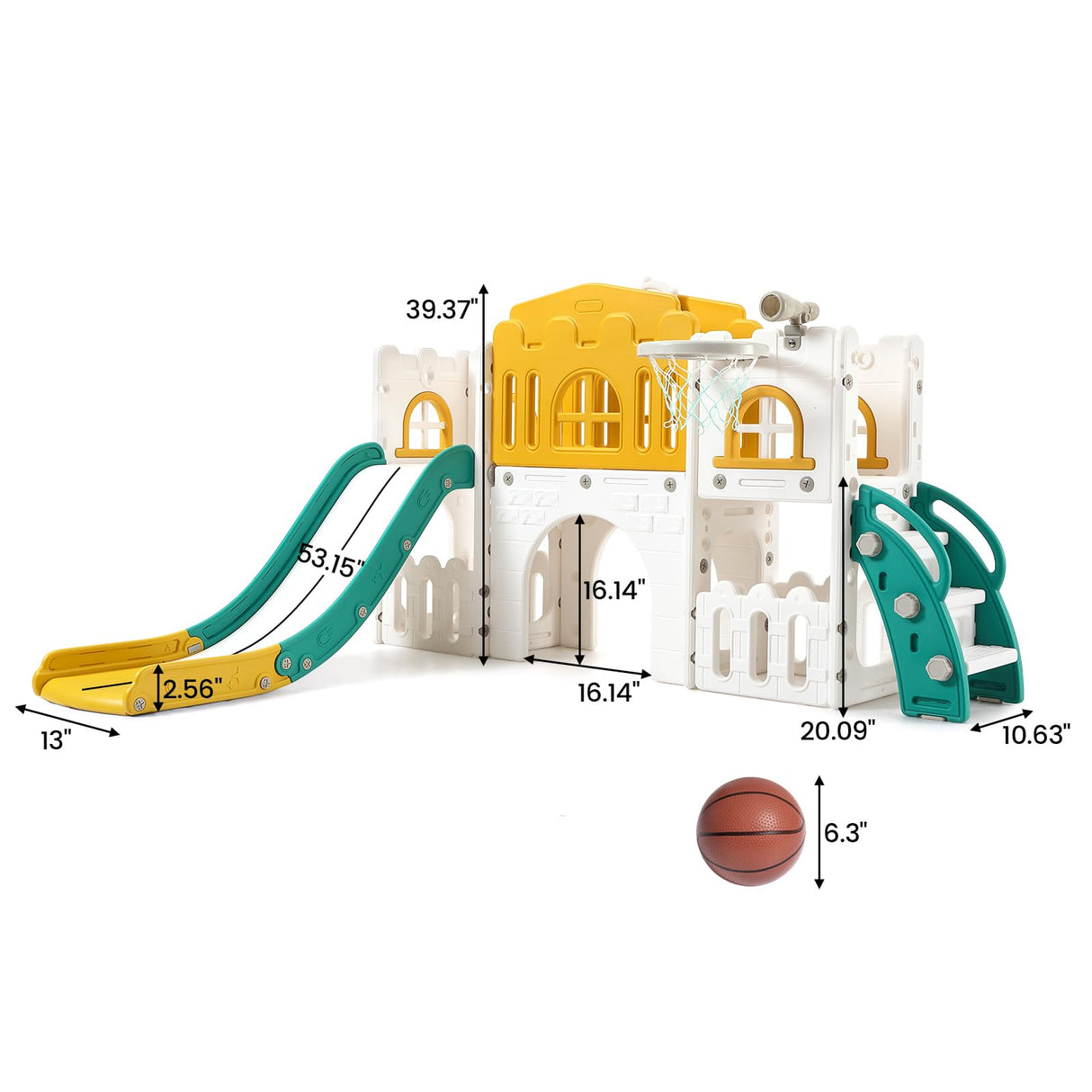 GAOMON 8 in 1 Toddler Slide Indoor Playground, Indoor Slide Toddler Playset for Toddlers 1-3, Kids Outdoor Playground with Slide, Basketball Hoop, Climber, Crawling Tunnel, Telescope, Toy Storage GAOMON