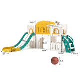 GAOMON 8 in 1 Toddler Slide Indoor Playground, Indoor Slide Toddler Playset for Toddlers 1-3, Kids Outdoor Playground with Slide, Basketball Hoop, Climber, Crawling Tunnel, Telescope, Toy Storage GAOMON