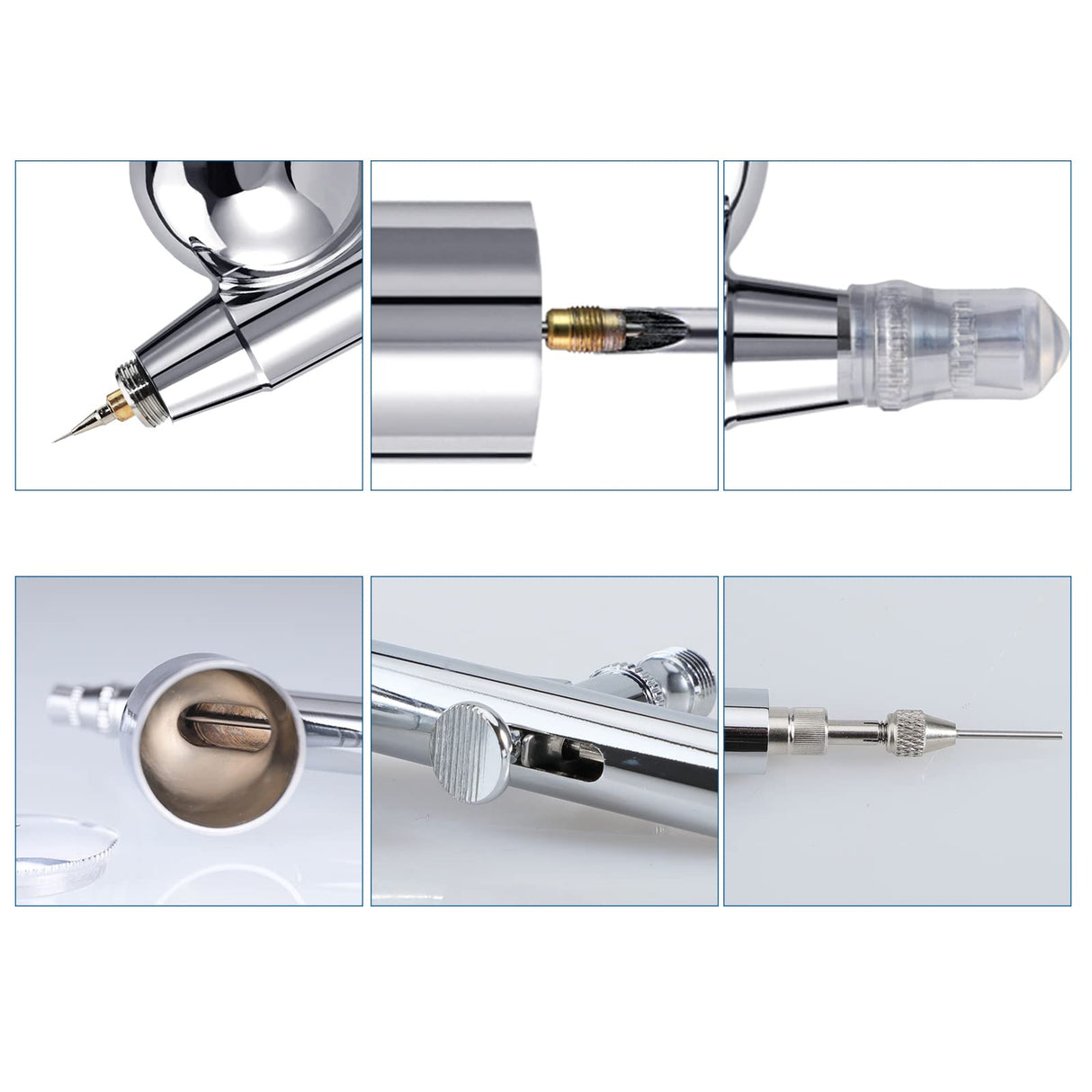 SAGUD Airbrush Kit Dual-Action Gravity Feed Air Brush Gun with 0.3mm and 1/3 oz. for Hobby, Models, Art, Tattoo, Nail Art, Cake SAGUD