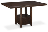 Signature Design by Ashley Haddigan Traditional Rectangular 36" Counter Height Dining Extension Table, Dark Brown Signature Design by Ashley