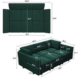 Belffin Modular Velvet Sectional Sofa with Chaise Lounge Sectional Sleeper Sofa with Storage Chaise Bed Couch for Living Room Green Belffin