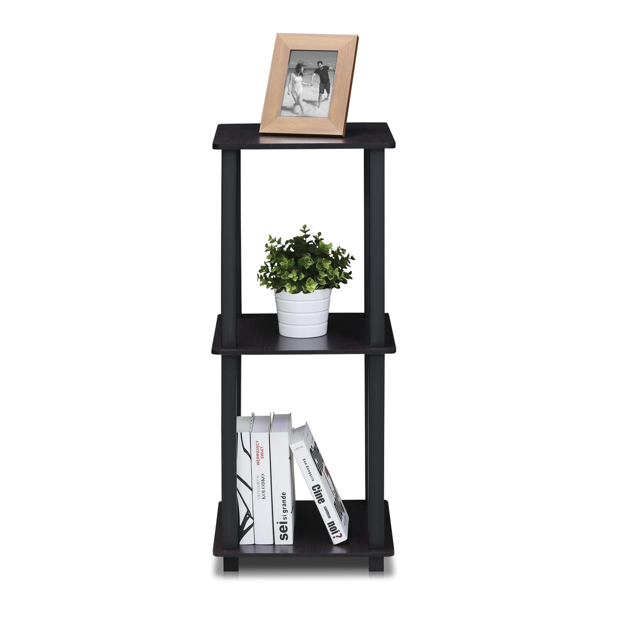 Furinno Simplistic Set of 2 End Table, Dark Walnut Furinno