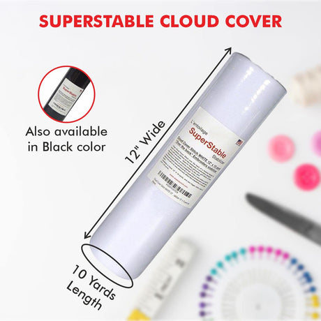 Superpunch Cloud Cover Stitch 12 inch x 10 Yard Roll, SuperStable Lightweight Stabilizer, Over The Back Fusible, Iron On Soft Cutaway Stabilizer for Embroidery Machines Backing - White - Made in USA Superpunch